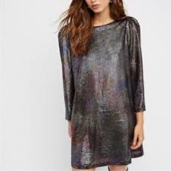 Free People Diamonds are Forever Shimmering Dress - Black and Silver OB667962 - Picture 2 of 7